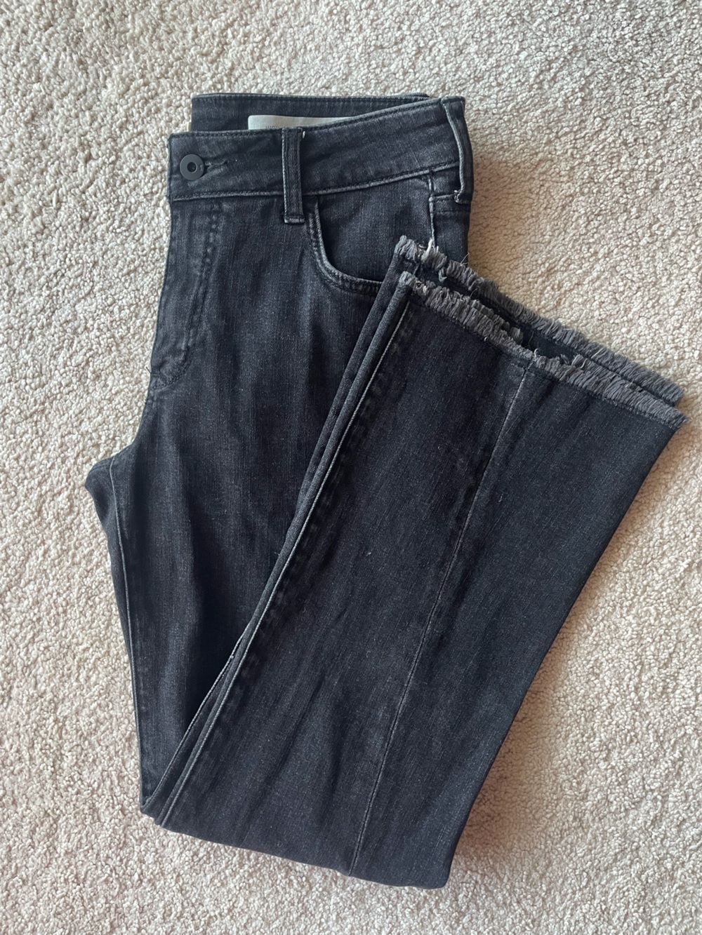 Pilcro Anthropology Black Bootcut Jeans Raw Hem Flare Women Size 26 Casual